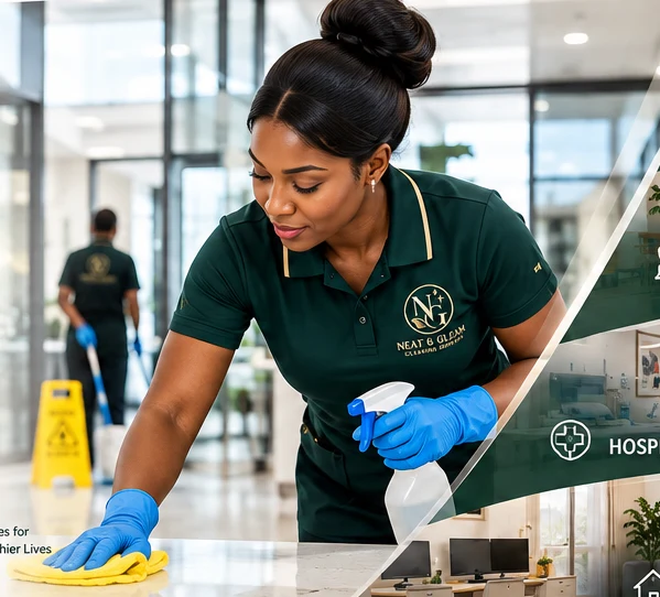 Illustration of a cleaner working in a commercial setting