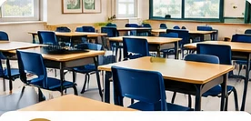 Illustration of a clean school classroom